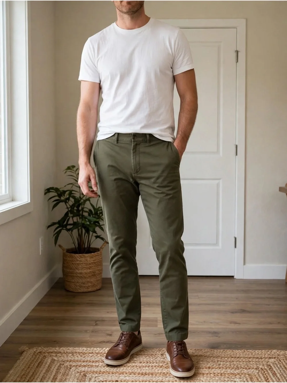J. Crew Olive Men's Chinos - Flex Straight Fit